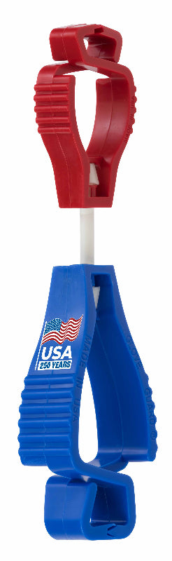 Red and blue plastic clip with 'USA' and '200 Years' text on a white background